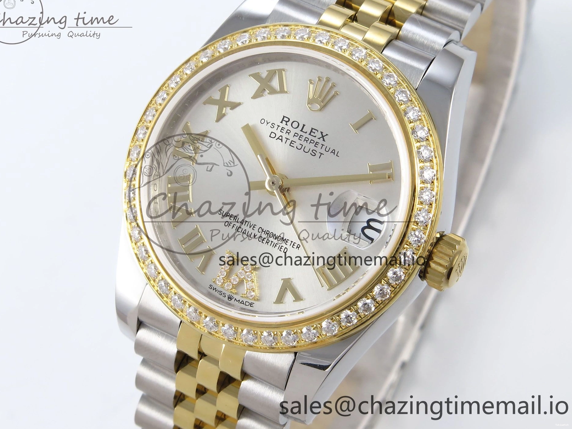 31 Best Jubilee Edition JARF 904L Silver on Bracelet DateJust SS 278383RBR YG Dial Roman Steel Diamonds HZ2236 1:1 1219